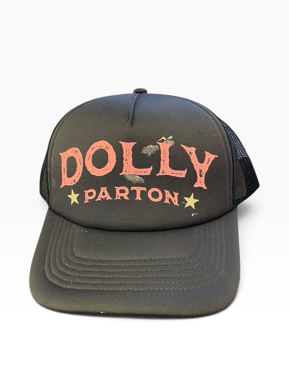 Dolly Parton Black Trucker Hat with Pink Logo